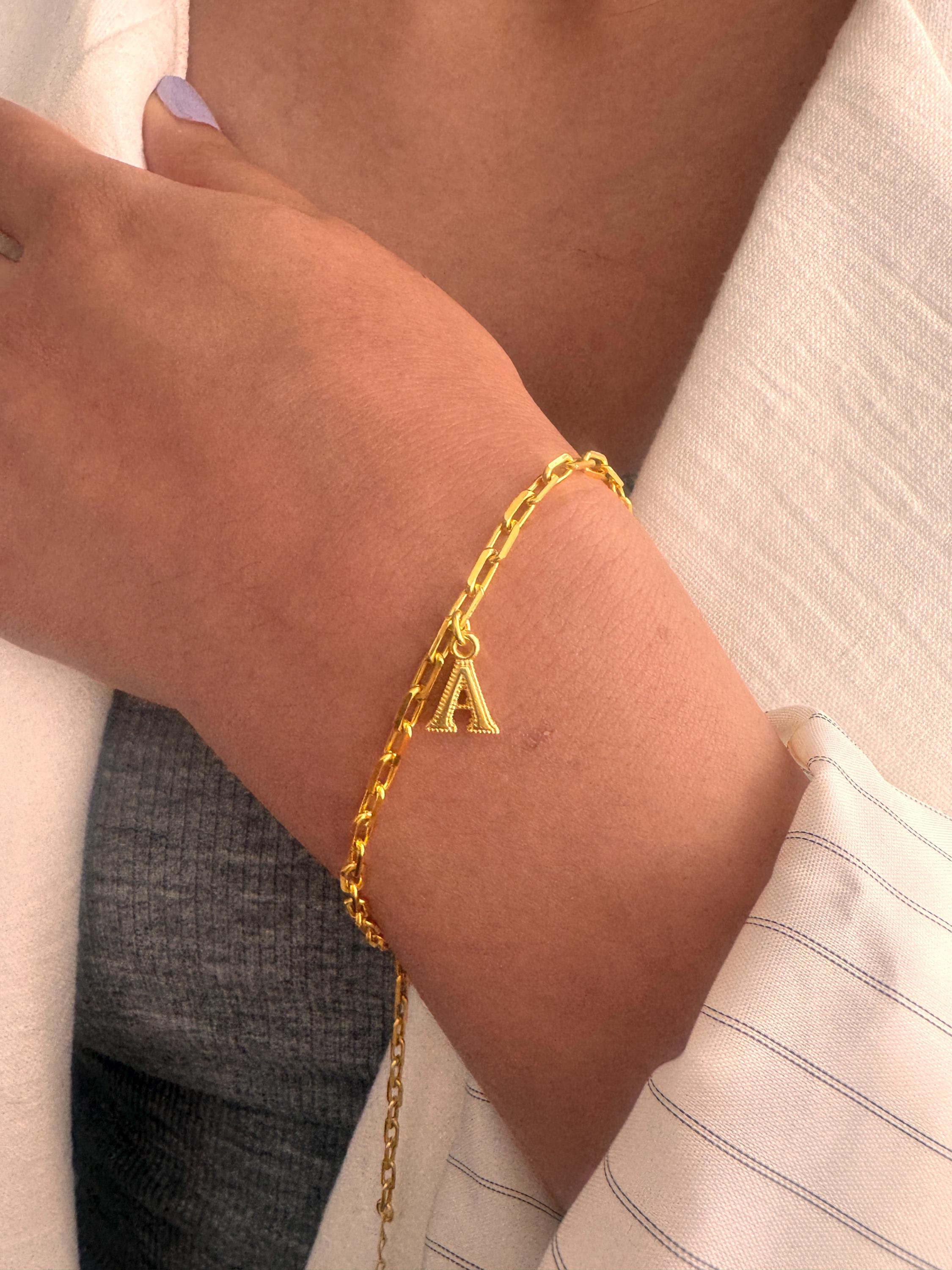 Personalized Initial and Birthstone Bracelet and Anklet with High-Quality Silver Chain