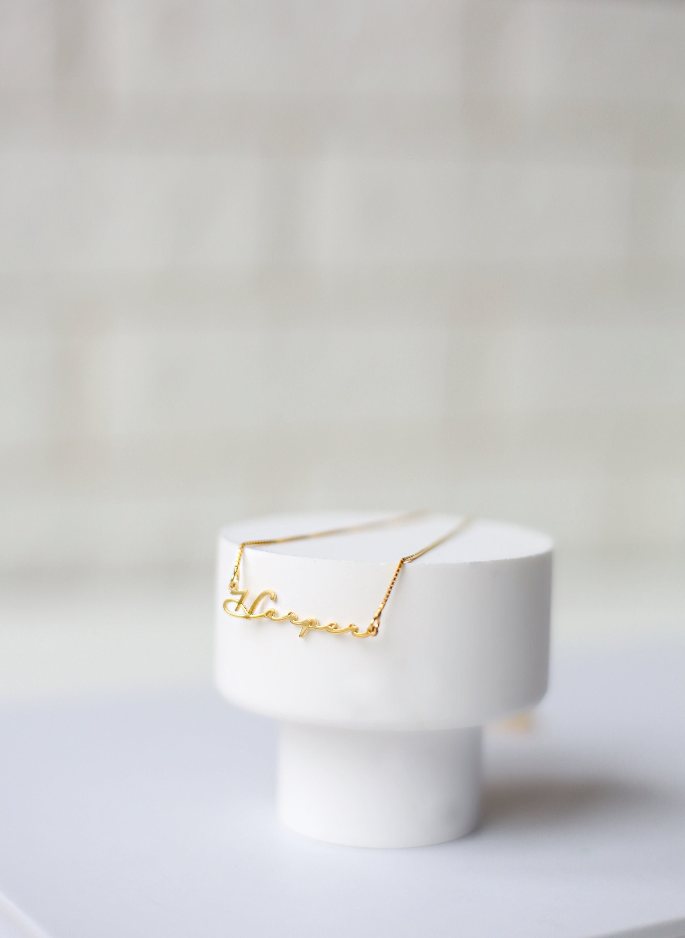 Personalized 14K Gold Name Necklace with Box Chain - Custom Name Jewelry Gift for Her