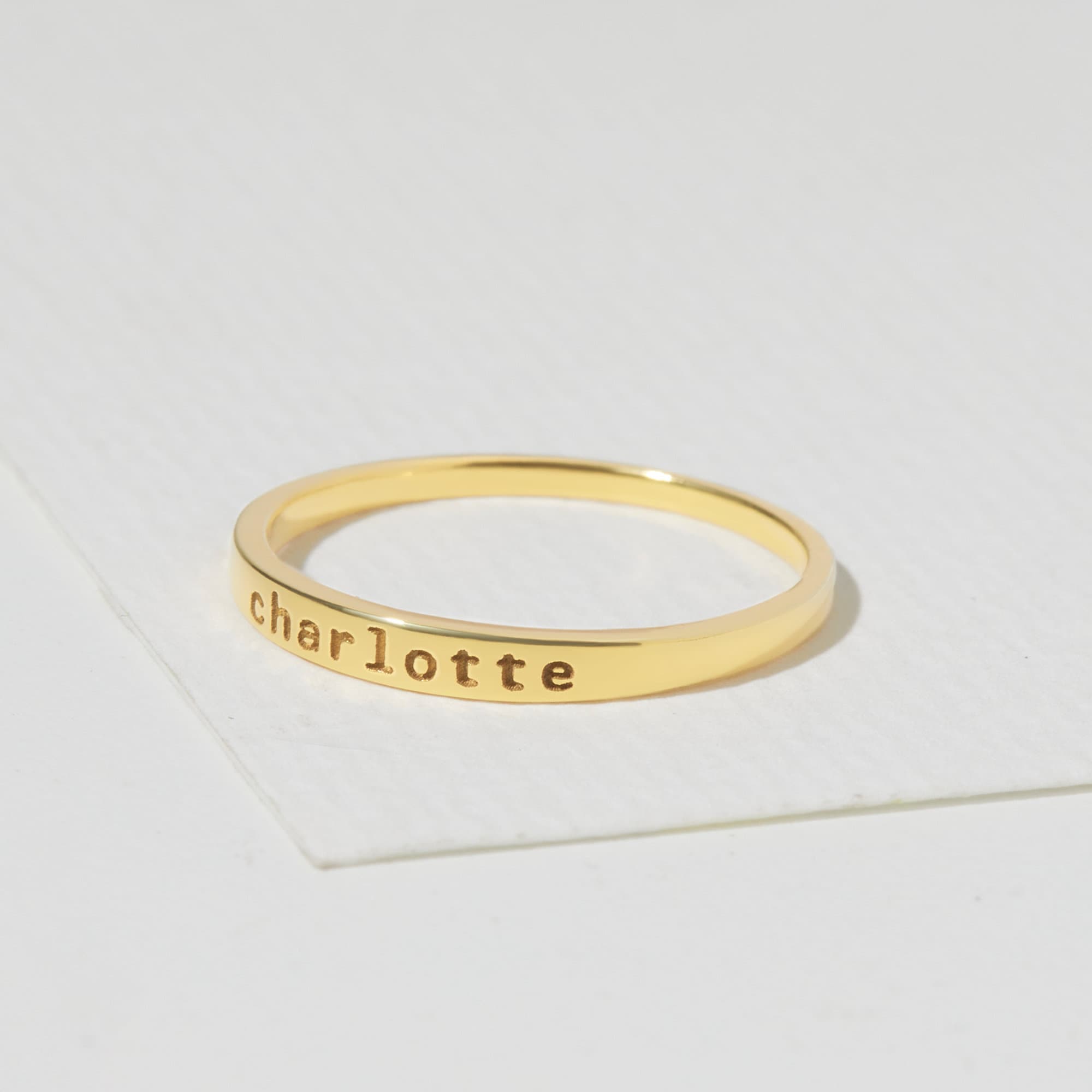 Personalized Name Ring Engraved Skinny Stacking Rings Gift for Bridesmaid, Birthday, Mom in Gold, Silver, Rose Gold
