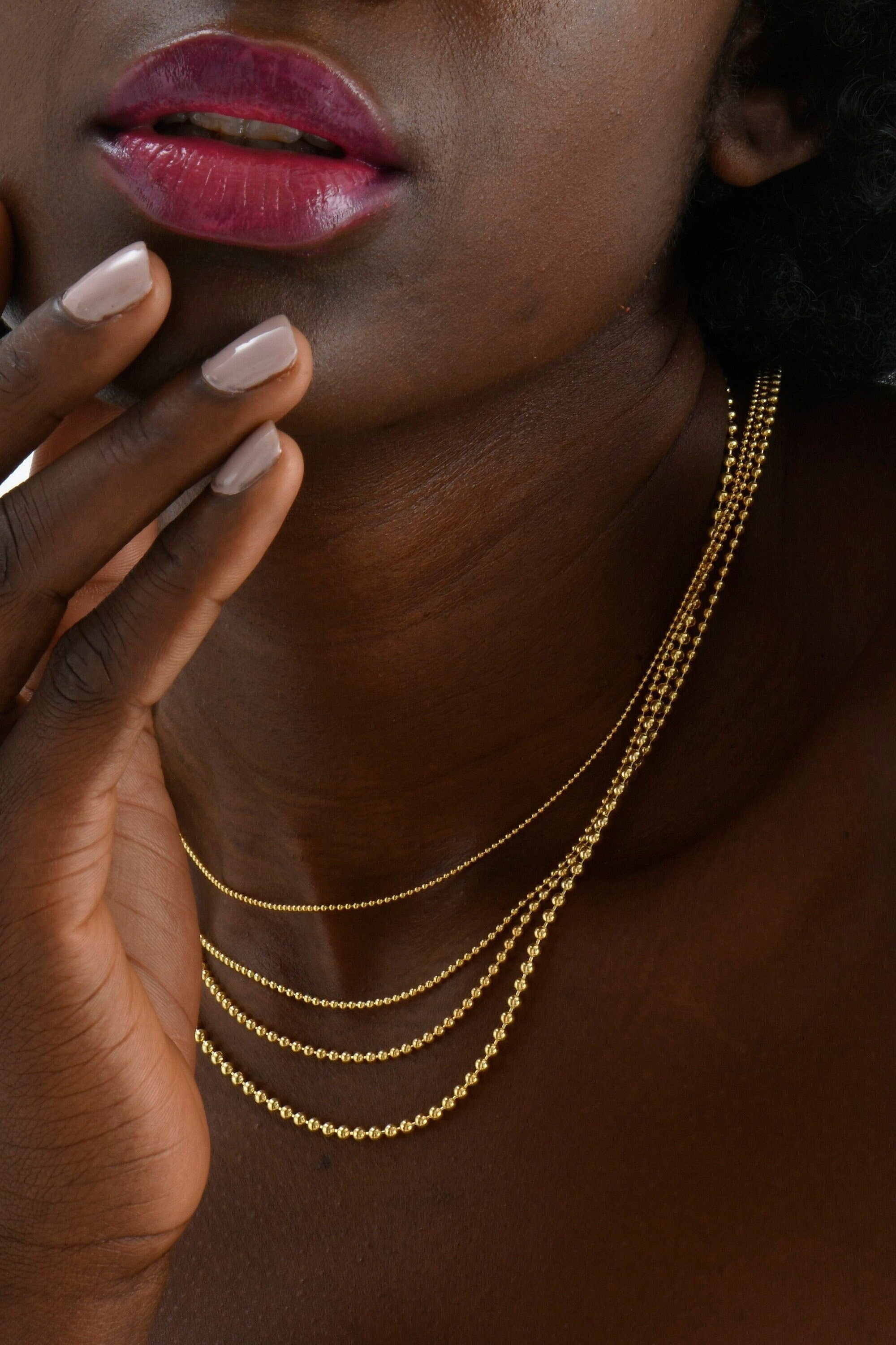 Minimalist Dainty Ball Chain Necklace for Women - Elegant Ball Chain Jewelry Gift