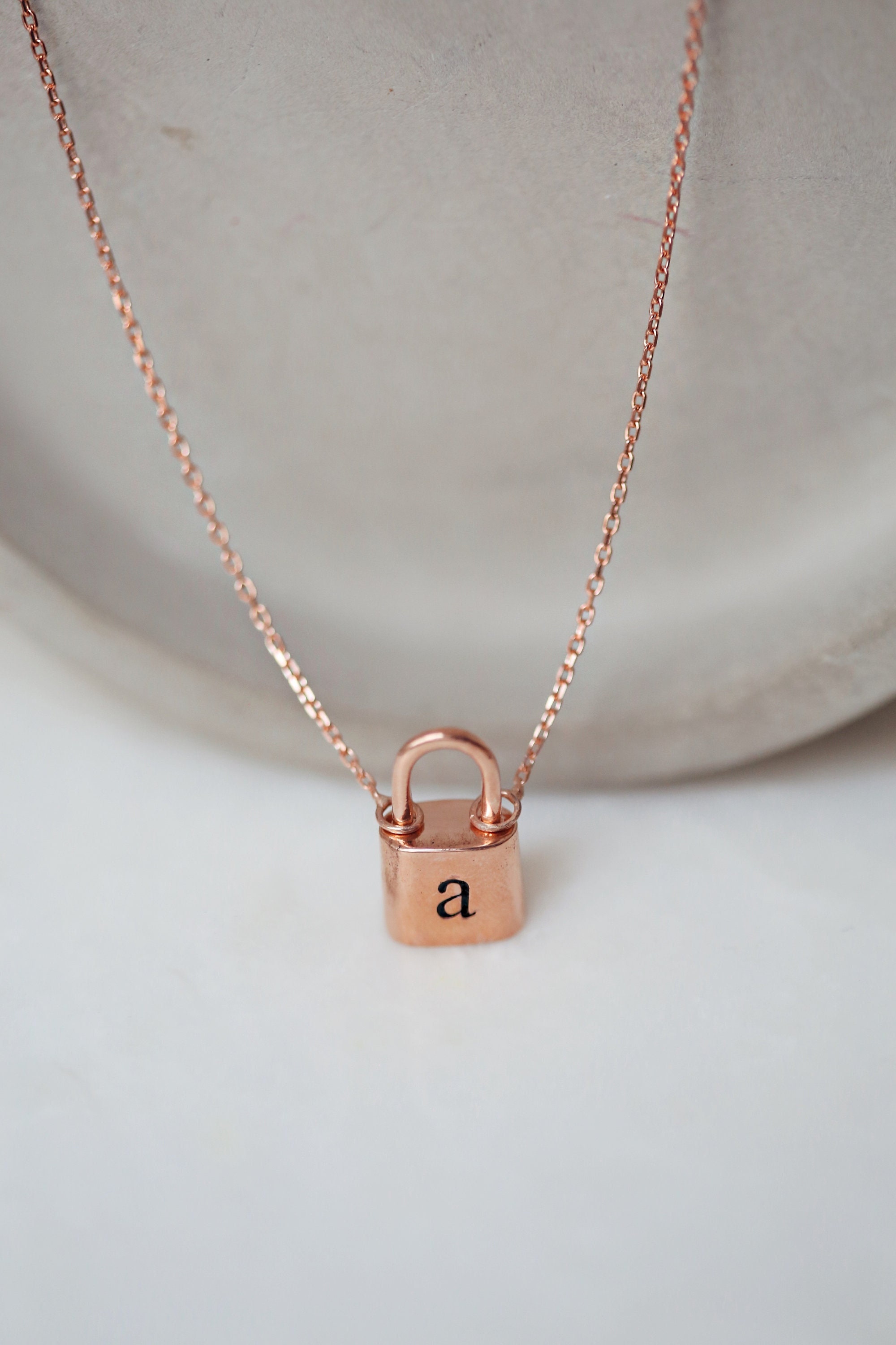 Personalized Letter Lock Necklace - Dainty Padlock Jewelry Gift for Women