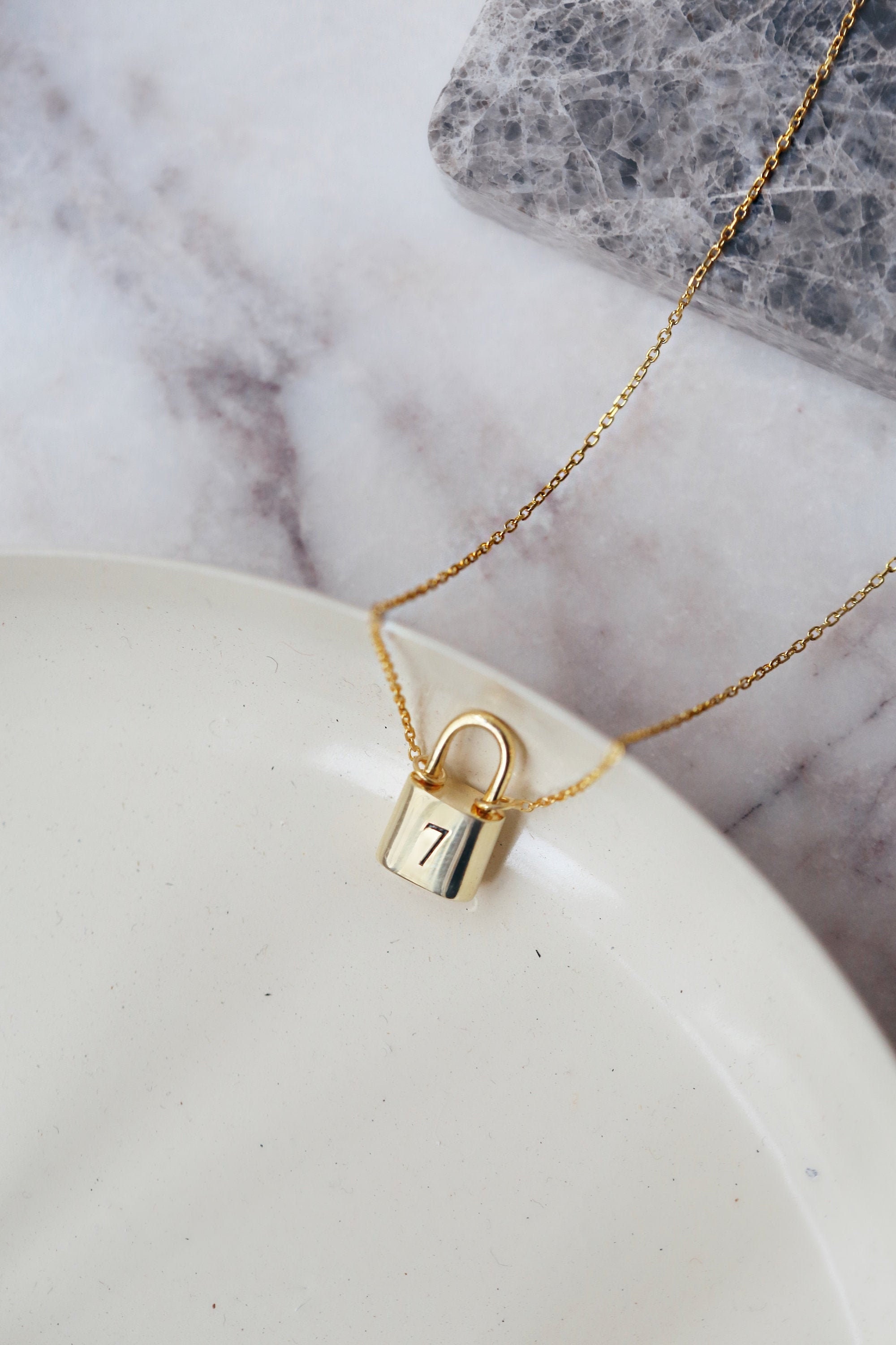 Personalized Letter Lock Necklace - Dainty Padlock Jewelry Gift for Women