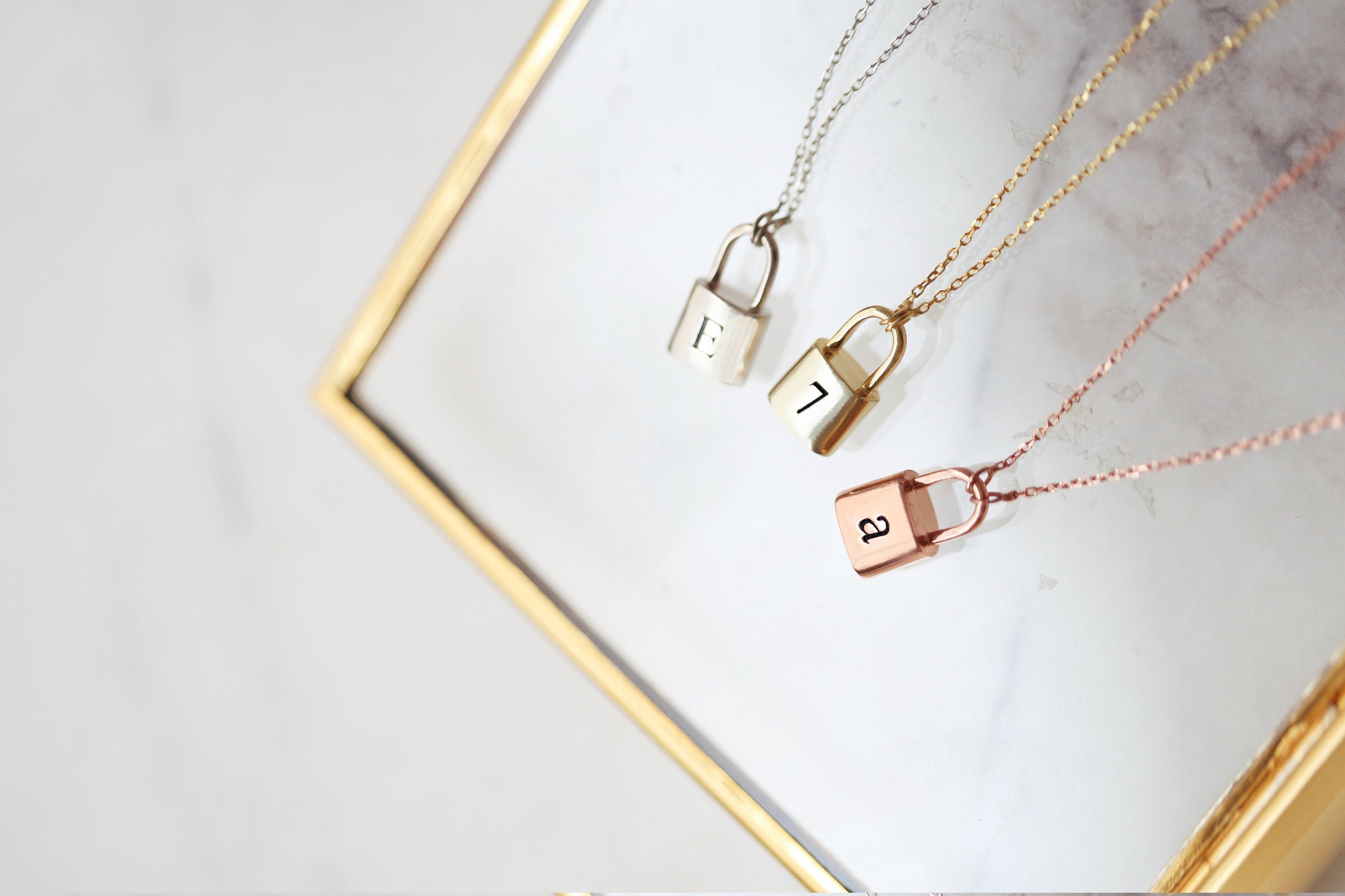 Personalized Letter Lock Necklace - Dainty Padlock Jewelry Gift for Women