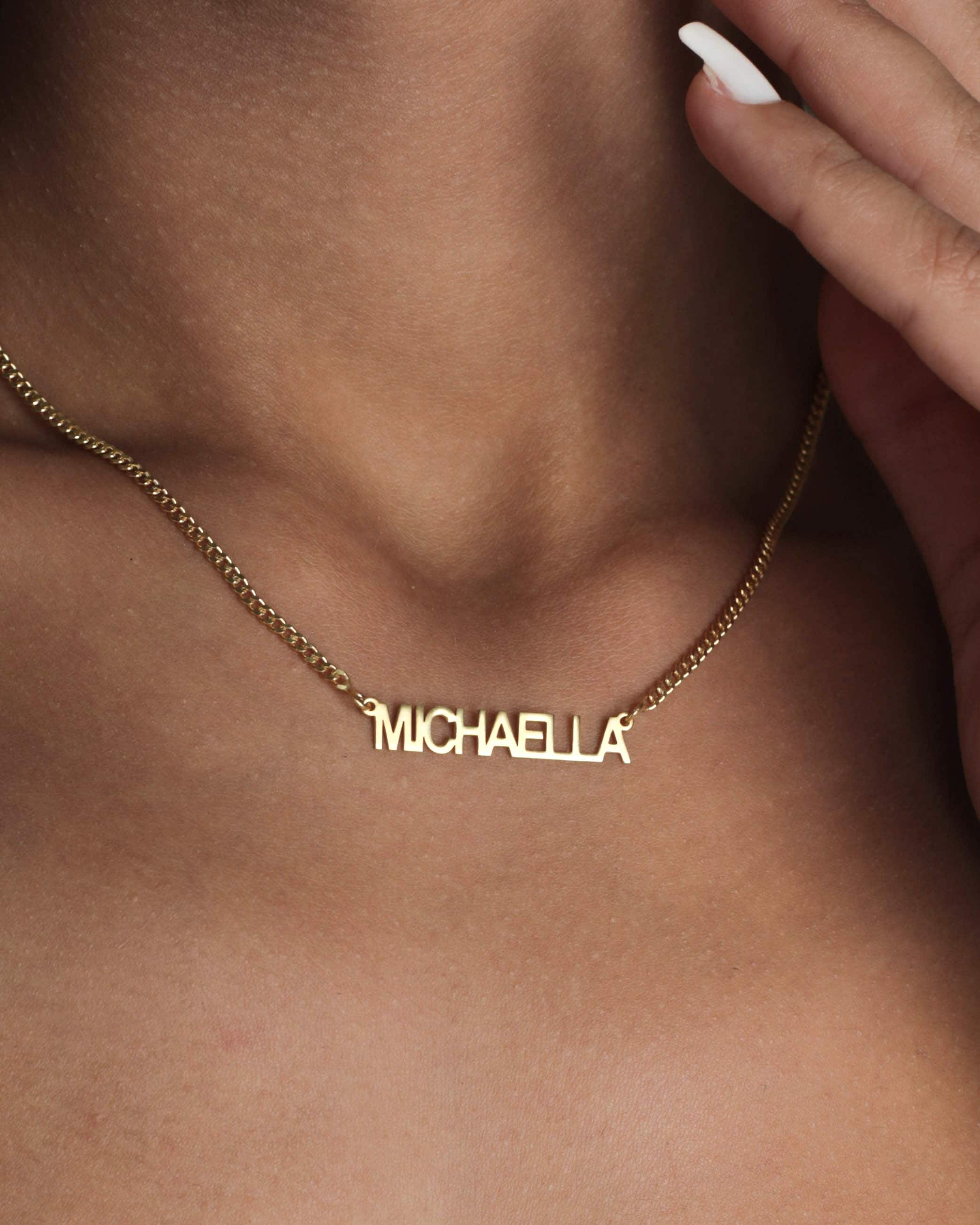 Custom Gold Name Necklace with Cuban Chain - Personalized Name Jewelry Gift