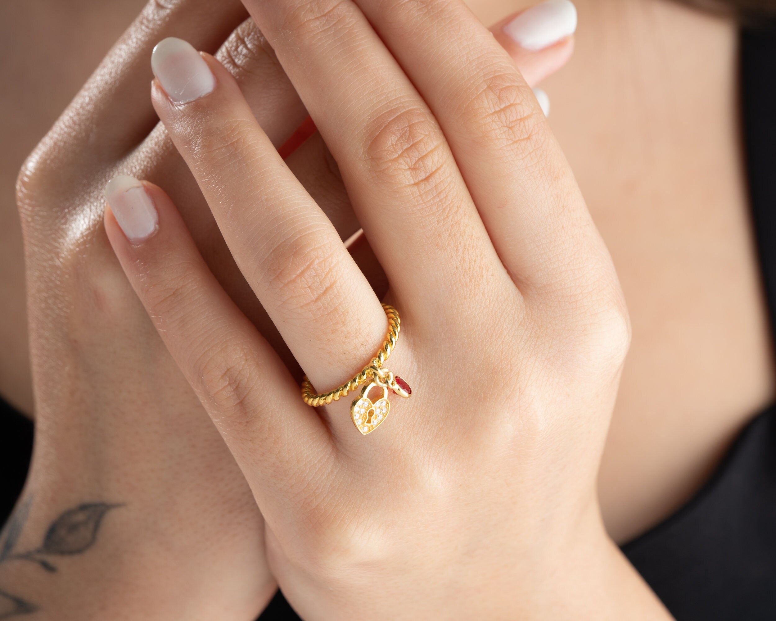 December Birthstone Gold Rings Stackable Citrine Mother's Ring March Birthstone Ring for Mom