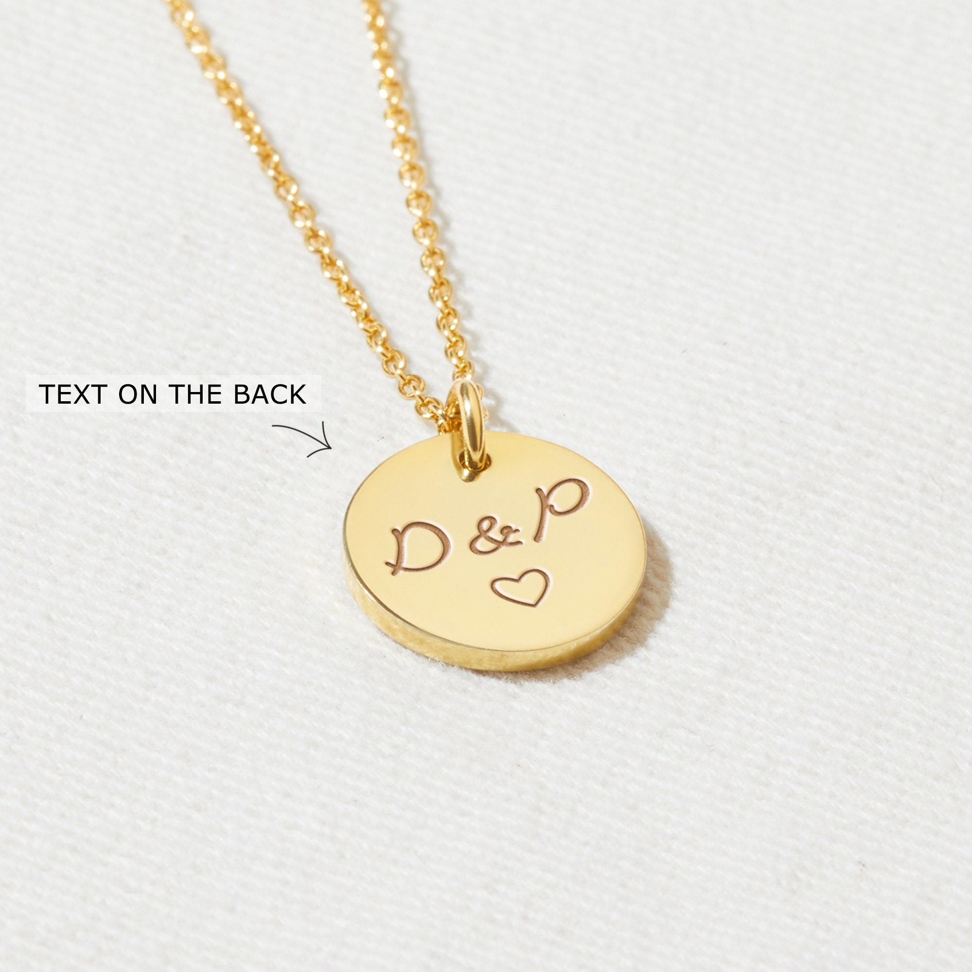 Custom Engraved Disc Necklace - Silver &amp; Gold Circle Pendant for Women - Handmade Gift for Wife or Girlfriend