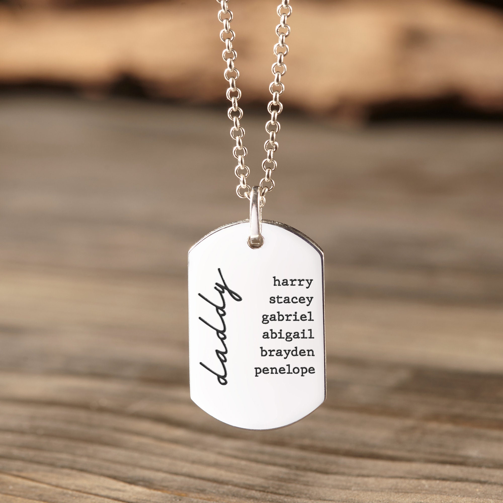 Custom Engraved Stainless Steel Dog Tag Necklace for Men - Personalized Gift for Dad or Husband - Christmas Father's Day Gift