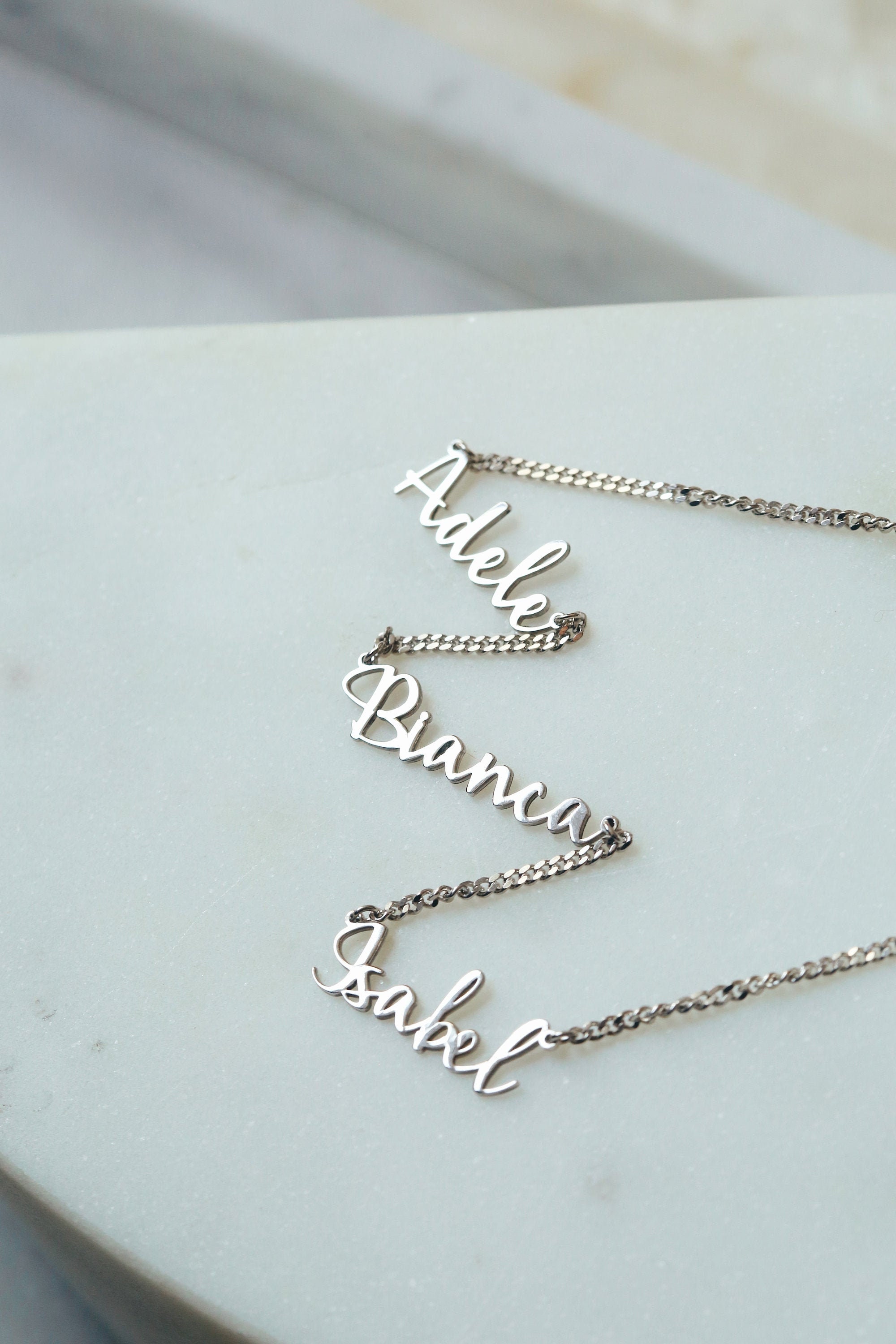 Personalized Double Name Family Necklace, Custom Jewelry Gift for Mom, 14K Gold &amp; 925 Silver