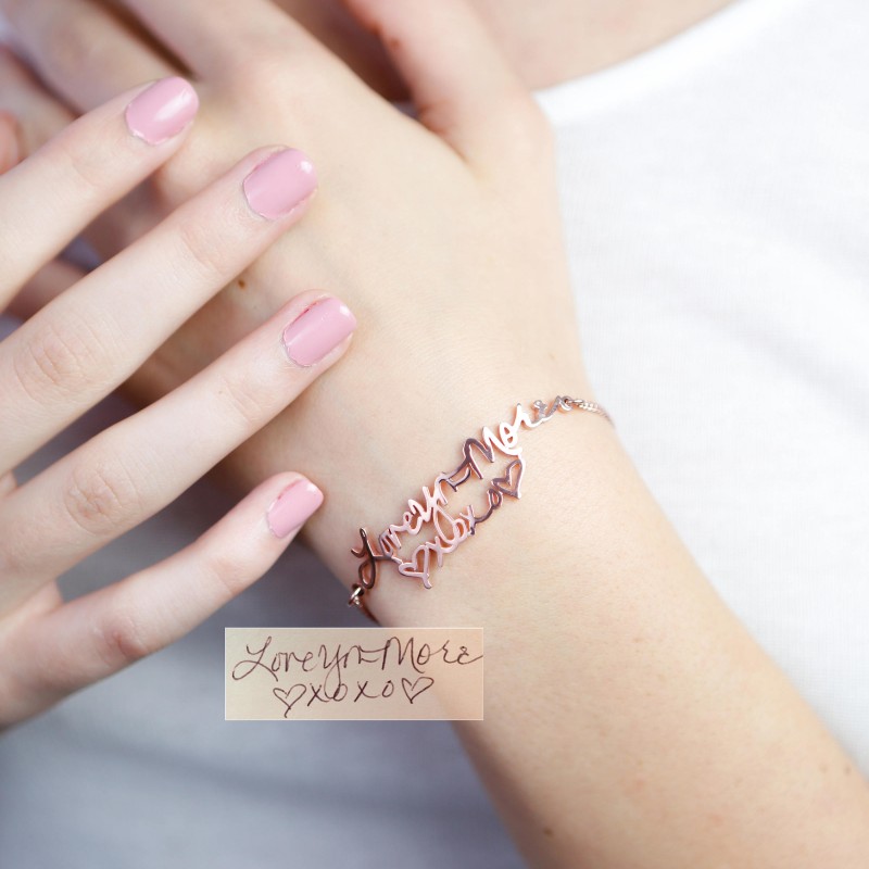 Personalized Memorial Handwriting Bracelet - Custom Keepsake Jewelry for Mother