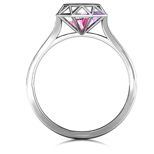 Diamond Cage Ring with Encased Heart Stones - Custom Jewellery By All Uniqueness