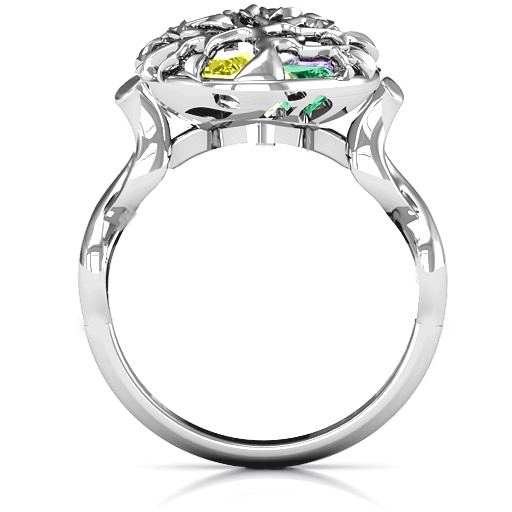 Family Tree Caged Hearts Ring with Infinity Band - Custom Jewellery By All Uniqueness