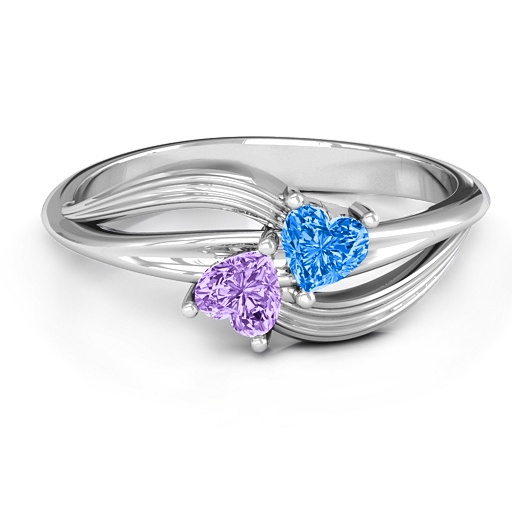 A Couple of Hearts Ring with Cubic Zirconias Stones - Custom Jewellery By All Uniqueness
