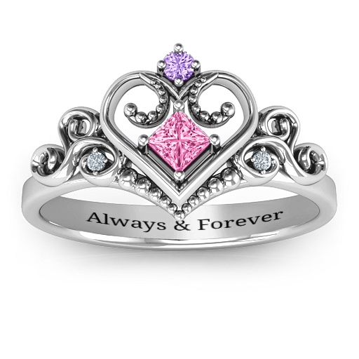 Fairytale Princess Tiara Ring with Blue Topaz (Simulated) Stones - Custom Jewellery By All Uniqueness