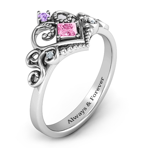 Fairytale Princess Tiara Ring with Blue Topaz (Simulated) Stones - Custom Jewellery By All Uniqueness