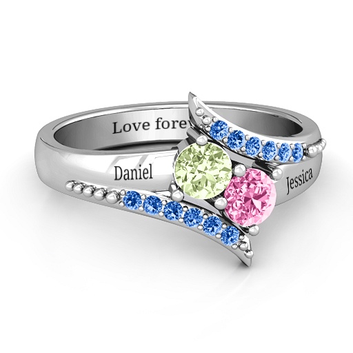 Diagonal Dream Ring With Round Stones - Custom Jewellery By All Uniqueness