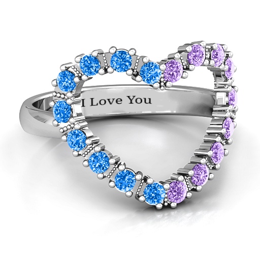 Floating Heart with Stones Ring - Custom Jewellery By All Uniqueness