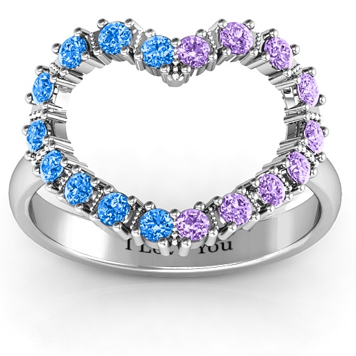 Floating Heart with Stones Ring - Custom Jewellery By All Uniqueness
