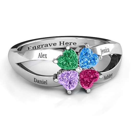 Four Clover Hearts Ring - Custom Jewellery By All Uniqueness