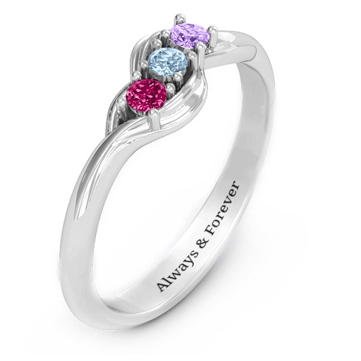 Silver Three Stone Wave Ring - Custom Jewellery By All Uniqueness