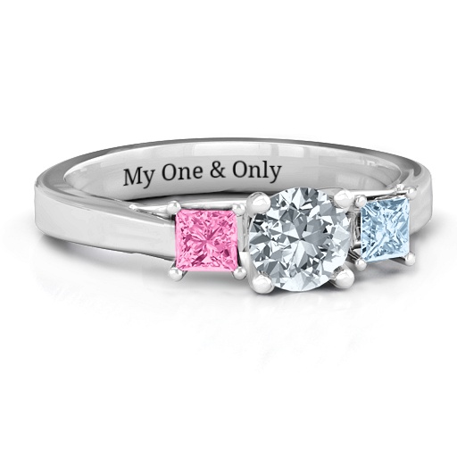 Three Stone Eternity with Princess Accents Ring - Custom Jewellery By All Uniqueness
