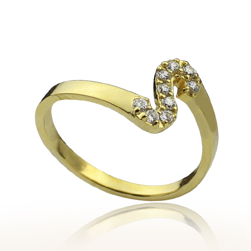 Custom Birthstone Initial Ring Gold Plated - Custom Jewellery By All Uniqueness