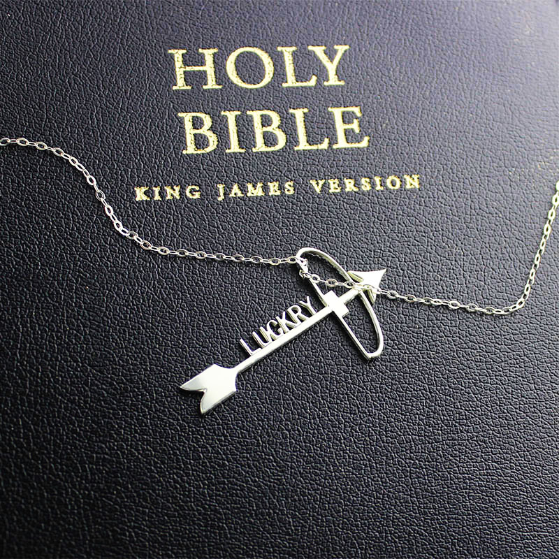 Silver Arrow Cross Name Necklaces Pendant Necklace - Custom Jewellery By All Uniqueness
