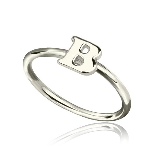 Women s Midi Initial Ring Silver - Custom Jewellery By All Uniqueness