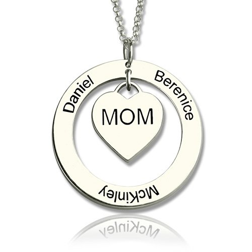 Family Names Necklace For Mom Silver - Custom Jewellery By All Uniqueness