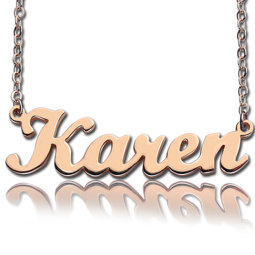 Rose Gold Plated Karen Style Name Necklace - Custom Jewellery By All Uniqueness