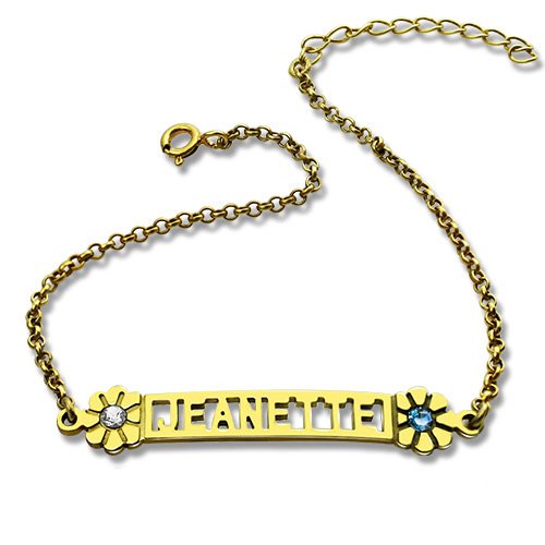 Birthstone Name Bracelet for Her Gold Plated - Custom Jewellery By All Uniqueness