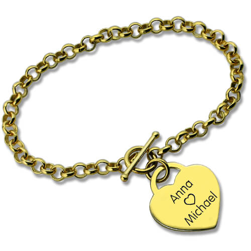 Heart Name Bracelets Gold Plated - Custom Jewellery By All Uniqueness