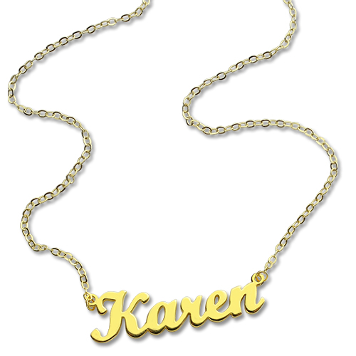 Gold Plated 925 Silver Karen Style Name Necklace - Custom Jewellery By All Uniqueness