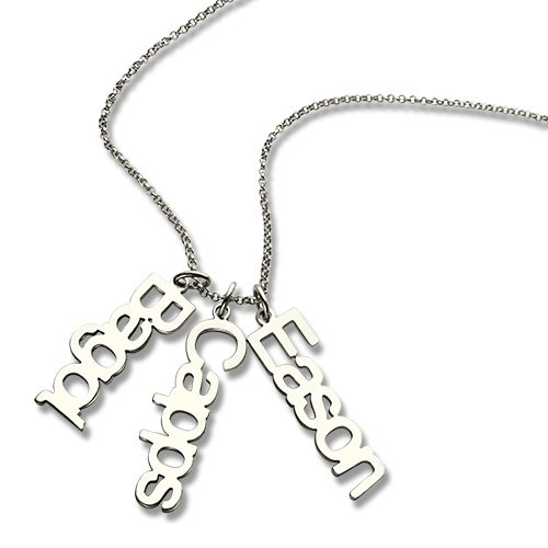 Customised Vertical Multi Names Necklace Silver - Custom Jewellery By All Uniqueness