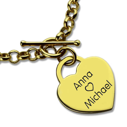 Heart Name Bracelets Gold Plated - Custom Jewellery By All Uniqueness