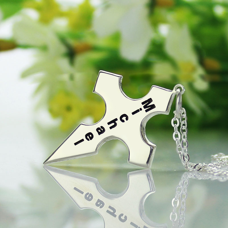 Silver Conical Shape Cross Name Necklace - Custom Jewellery By All Uniqueness