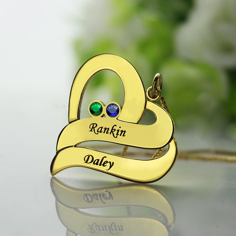 Two Hearts Forever One Love Necklace Gold Plated - Custom Jewellery By All Uniqueness