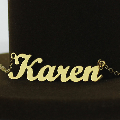 Gold Plated 925 Silver Karen Style Name Necklace - Custom Jewellery By All Uniqueness