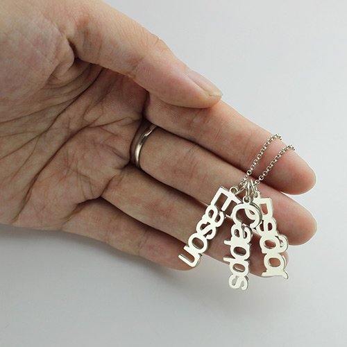 Customised Vertical Multi Names Necklace Silver - Custom Jewellery By All Uniqueness