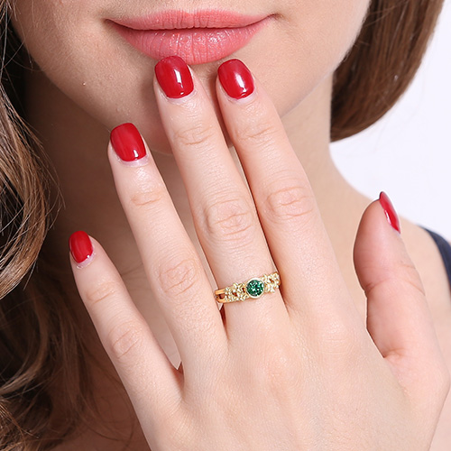 Flower Engagement Birthstone Name Ring Gold Plated Silver - Custom Jewellery By All Uniqueness