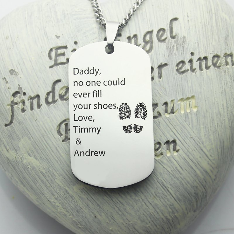 Father Day Gift Dog Tag Name Necklace - Custom Jewellery By All Uniqueness