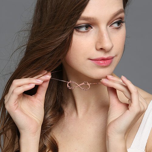 Heart Infinity Necklace 3 Names Rose Gold Plated - Custom Jewellery By All Uniqueness