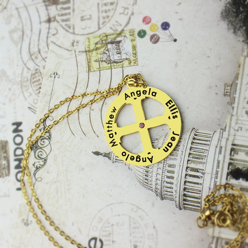 Cross Name Necklace with Circle Frame Gold Plated 925 Silver - Custom Jewellery By All Uniqueness
