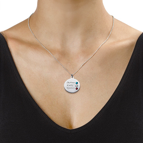 Silver Birthstone Necklace for Mum Inscriptions (1-3) - Custom Jewellery By All Uniqueness