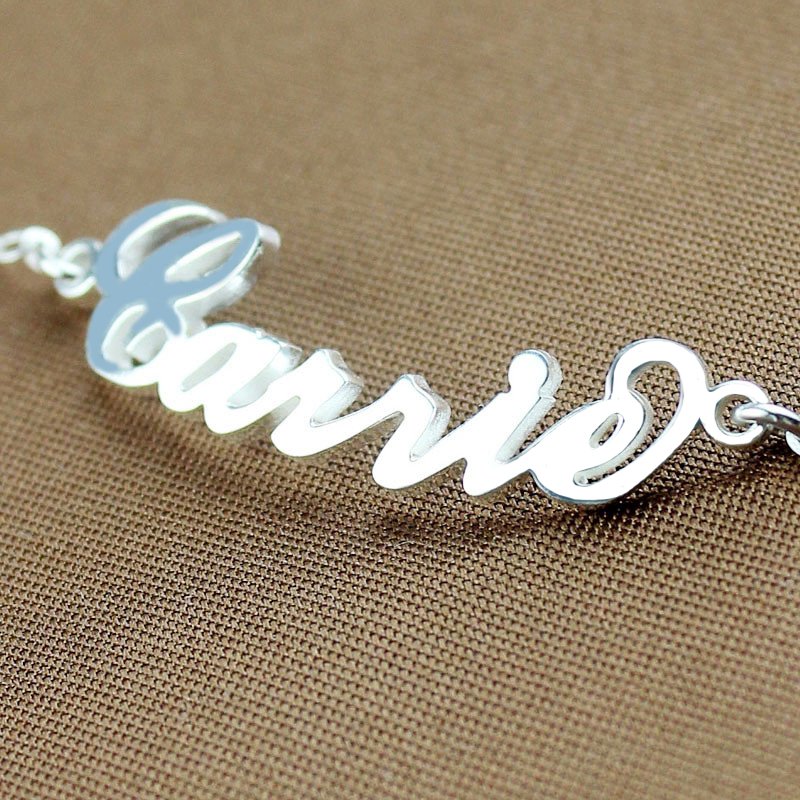 Silver Carrie Name Bracelet - Custom Jewellery By All Uniqueness