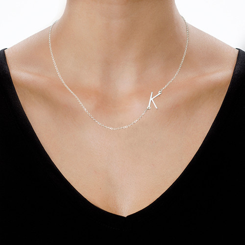 Silver Side Initial Necklace - Custom Jewellery By All Uniqueness