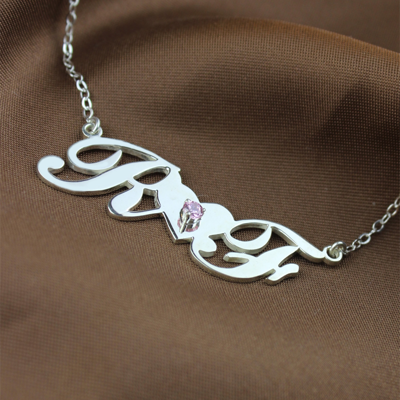 Silver Double initials Necklace - Custom Jewellery By All Uniqueness
