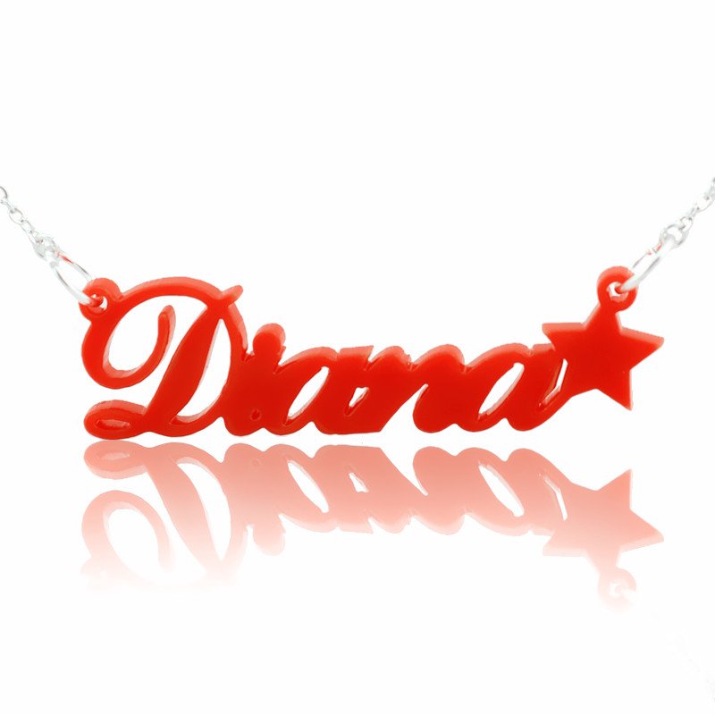 Acrylic Carrie Name Necklace with A Star - Custom Jewellery By All Uniqueness
