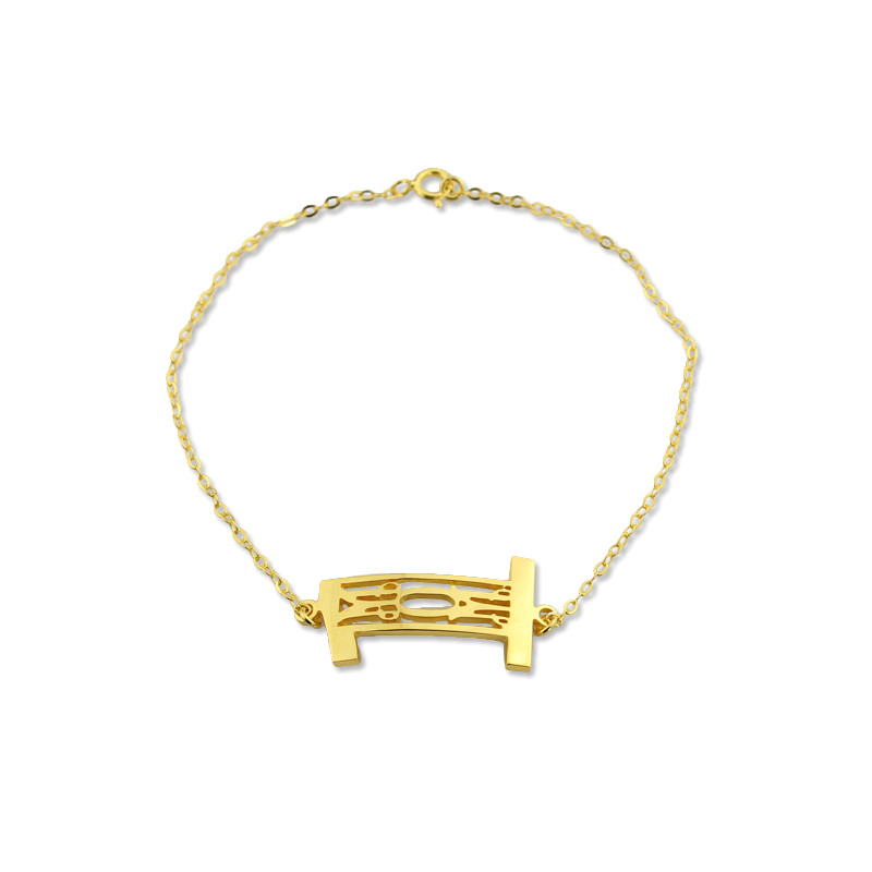 Personal Gold Plated 925 Silver 3 Initials Monogram Bracelet - Custom Jewellery By All Uniqueness
