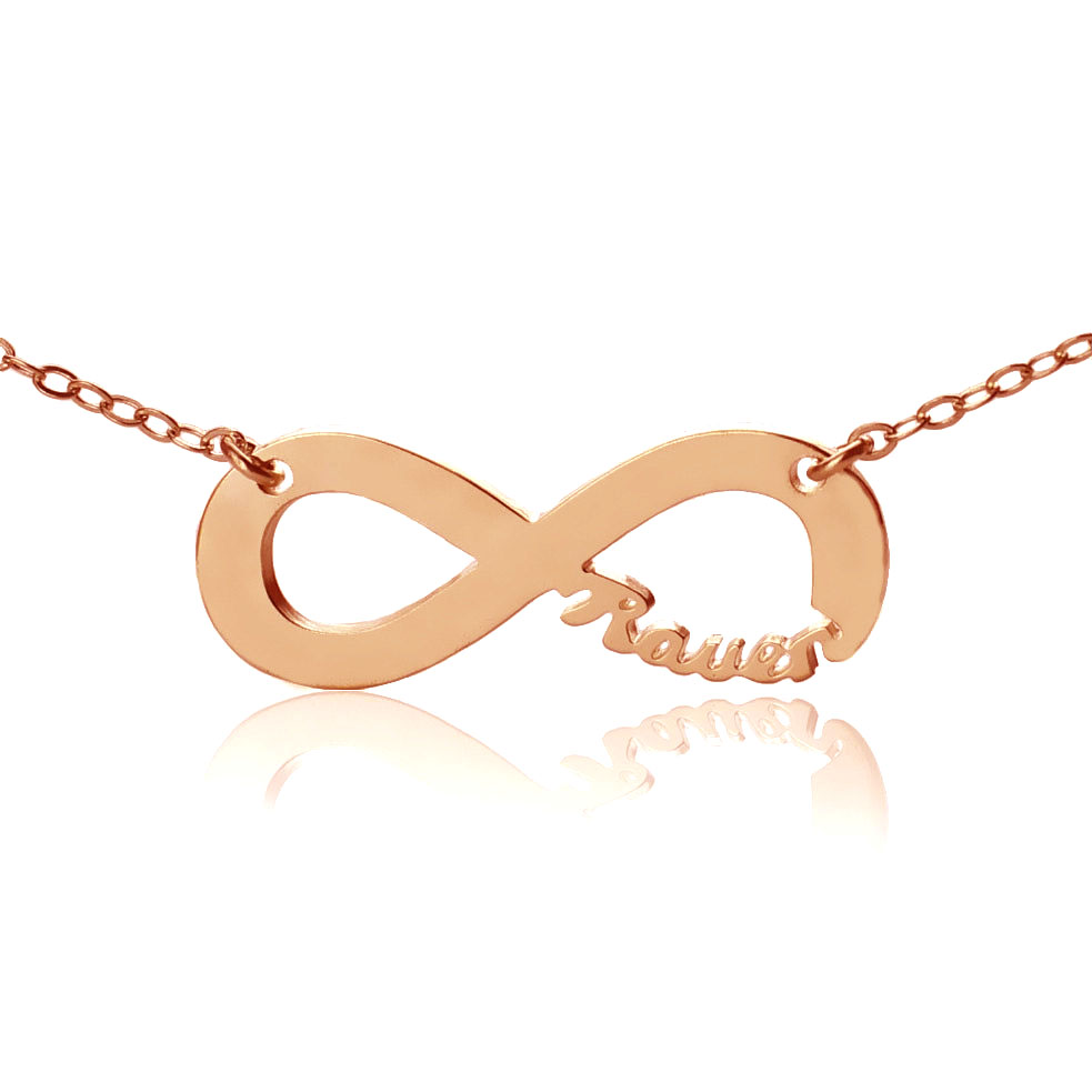 Solid Rose Gold Infinity Name Necklace - Custom Jewellery By All Uniqueness