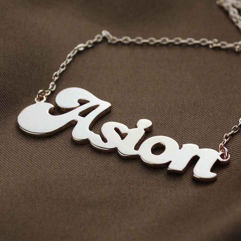 Rose Gold Plated BANANA Font Style Name Necklace - Custom Jewellery By All Uniqueness
